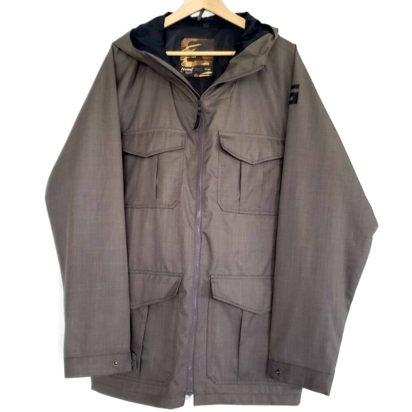 Analog Cargo Windbreaker Jacket Men's Gussets Pocket Military Green Hooded L - Picture 2 of 8